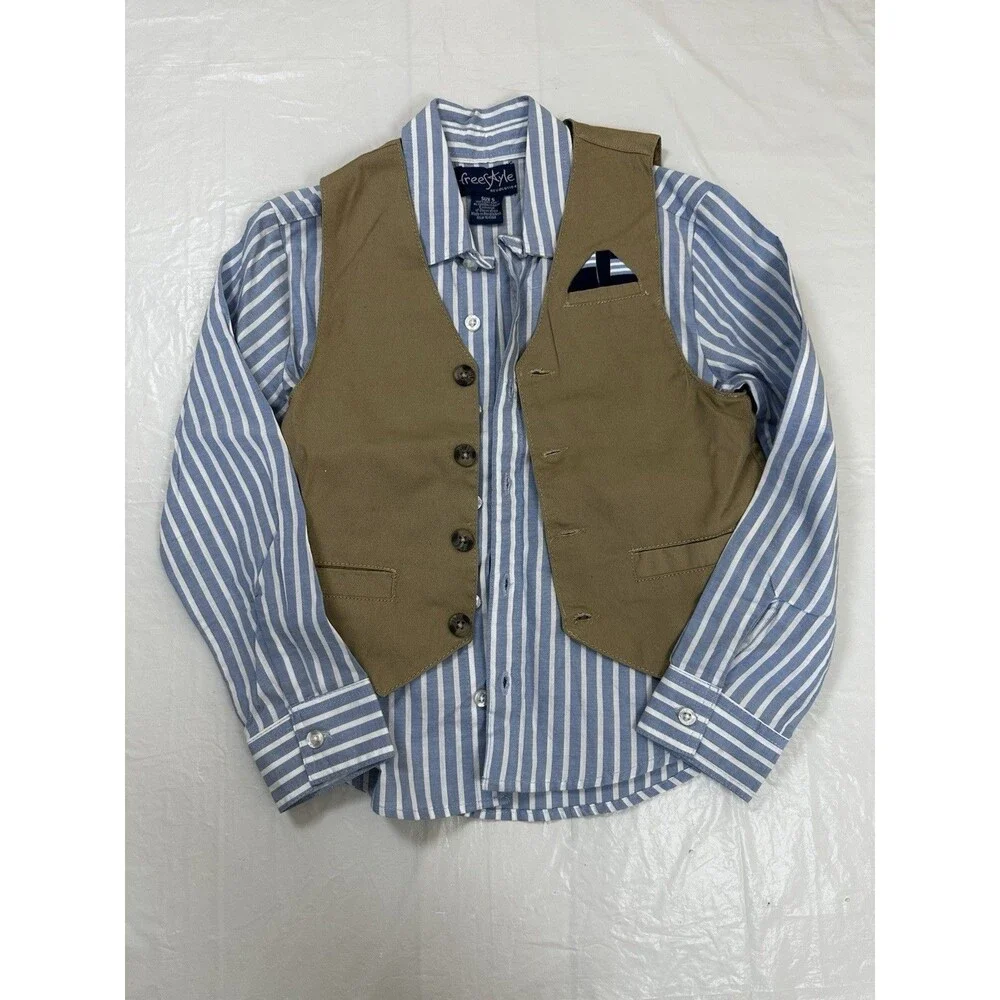 Freestyle Revolution Boys Dress Shirt , Vest &pants Set Size 5 100% Cotton
